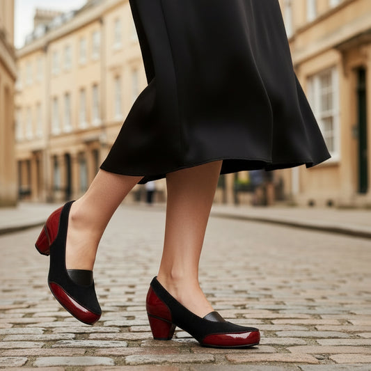 Seine - Black/Red low heel shoe - Chanii B