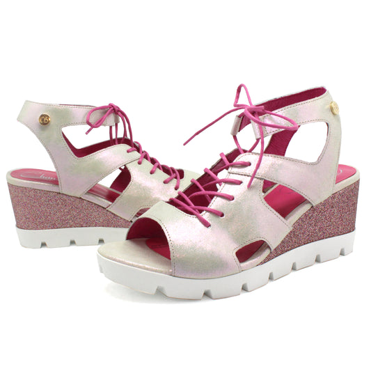 Sissors - White Iridescent wedge sandal - Chanii B