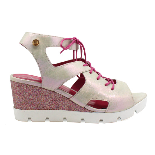 Sissors - White Iridescent wedge sandal - Chanii B