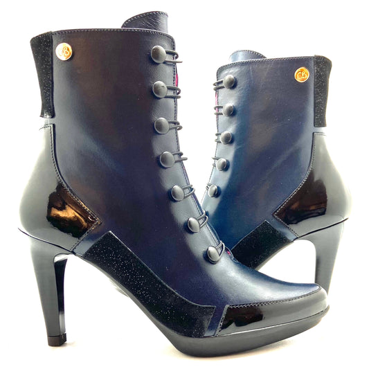 St Lucia - Navy/Black Button up boot - Chanii B