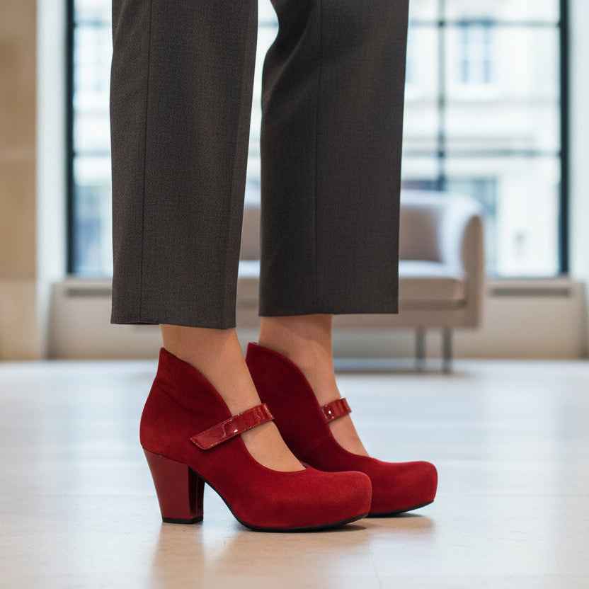 Stylo - Red Suede- Bar shoe- Pre order