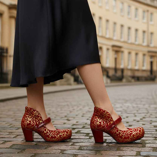 Stylo - Red Scroll-heel-cork- LAST PAIRS 36 & 40