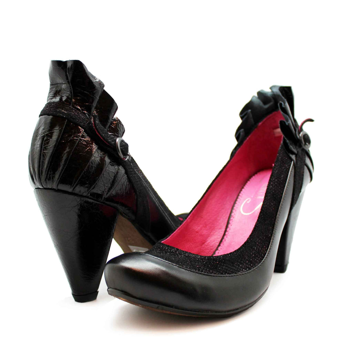 Tresor - Black leather heel shoe- Last pairs 36 and 37