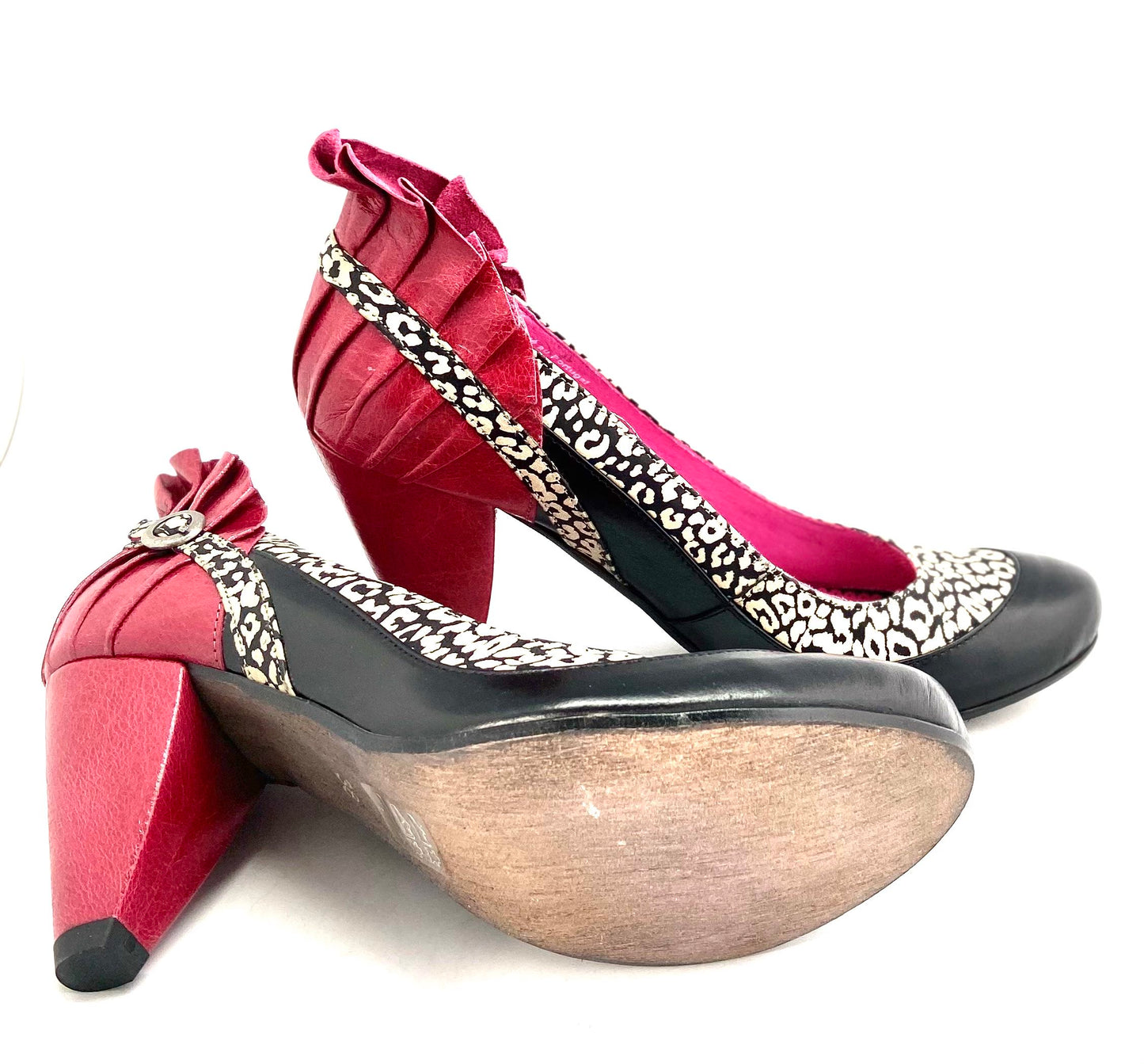 Tresor - Black/Fuchsia heel shoe- Last pair 35