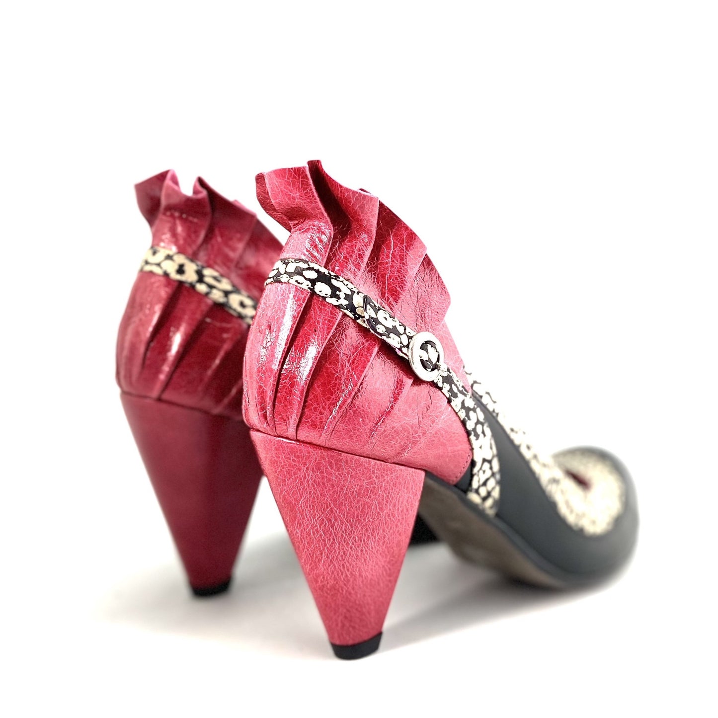 Tresor - Black/Fuchsia heel shoe- Last pair 35