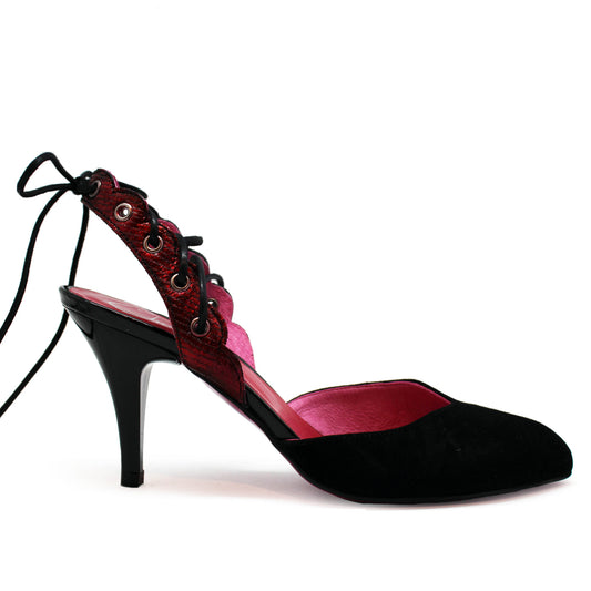 Zorilla - Black suede- Red kitten heel - Chanii B