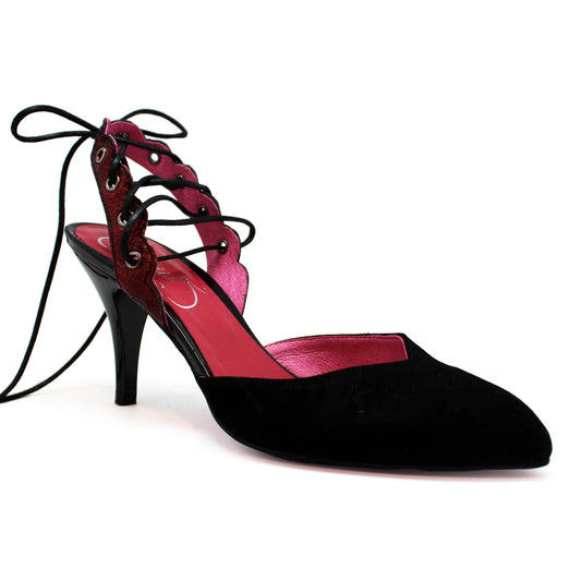 Zorilla - Black suede- Red kitten heel - Chanii B