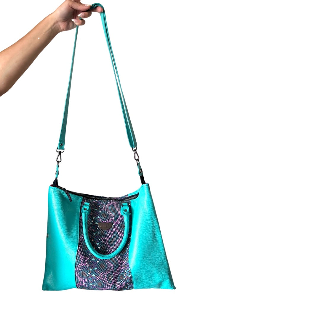 Vivienne-turquoise/multi leather multi handbag