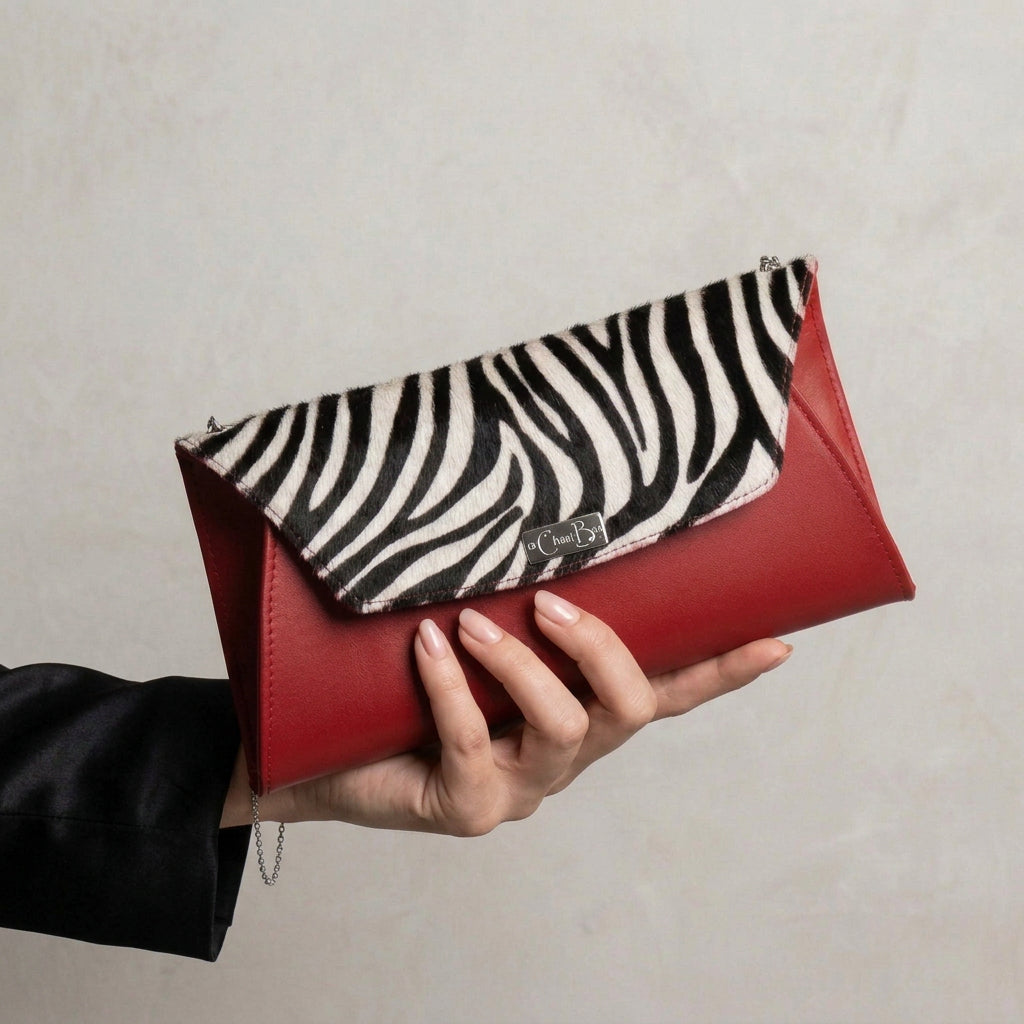 Fold Clutch - Zebra and red clutch