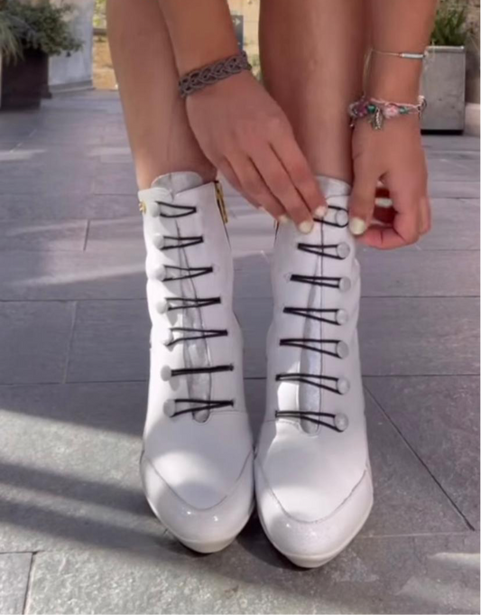 St Lucia- White Button boot - Chanii B
