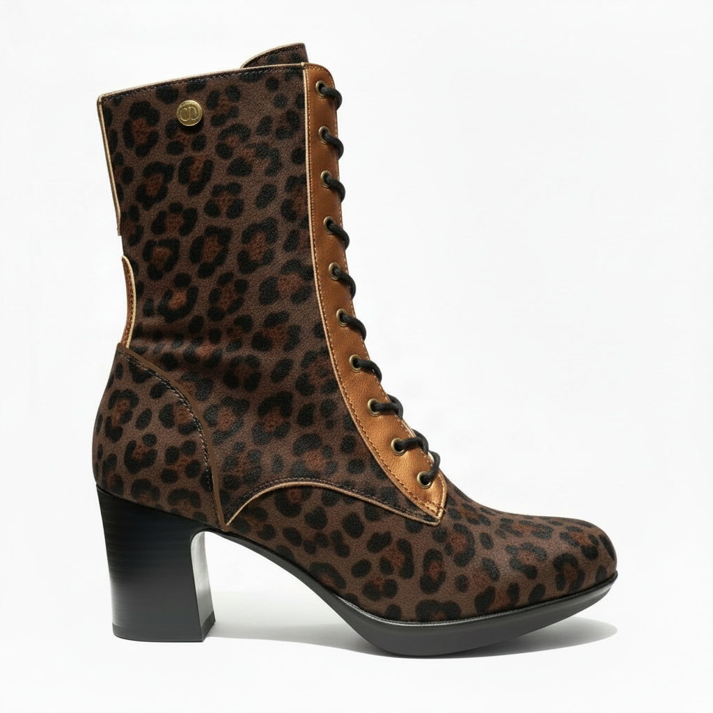 Fergie - Dark leopard bronze victorian boot- Pre order