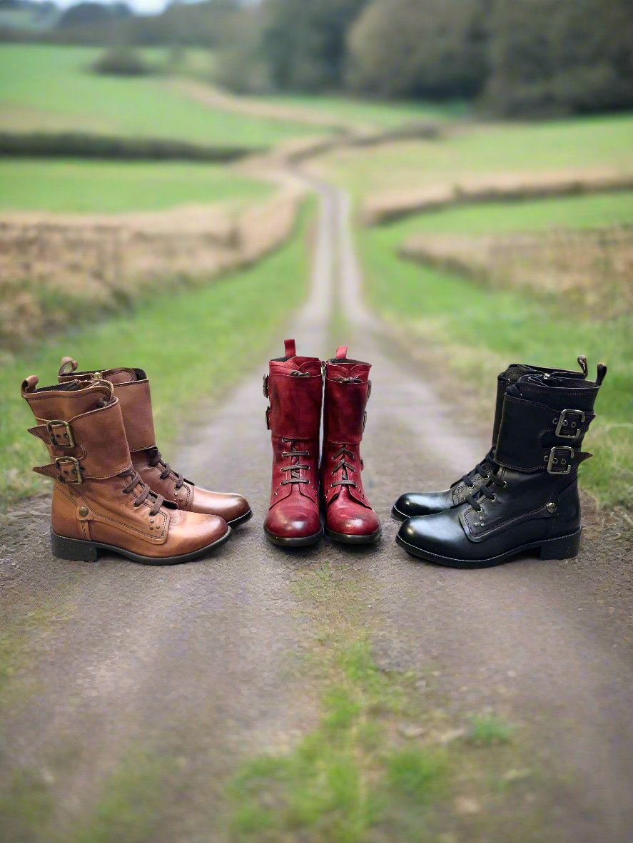 Bon Amie - Cranberry wine lace up ankle boot