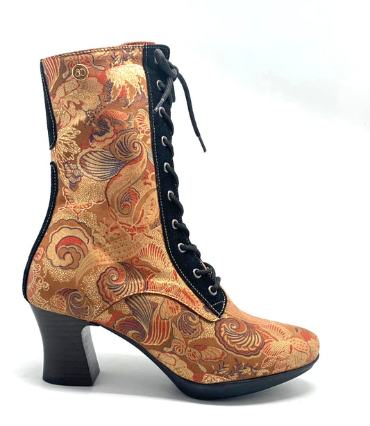 Fergie - Camel Floral victorian lace up