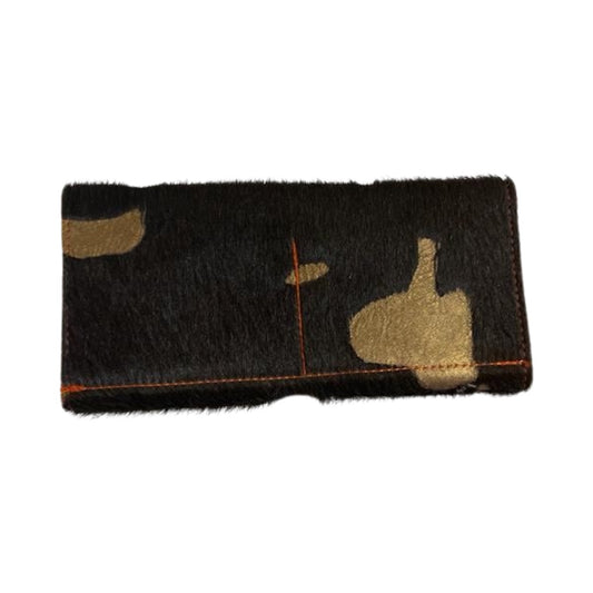 Folio- Brown bronze cowhide with goldbutton wallet