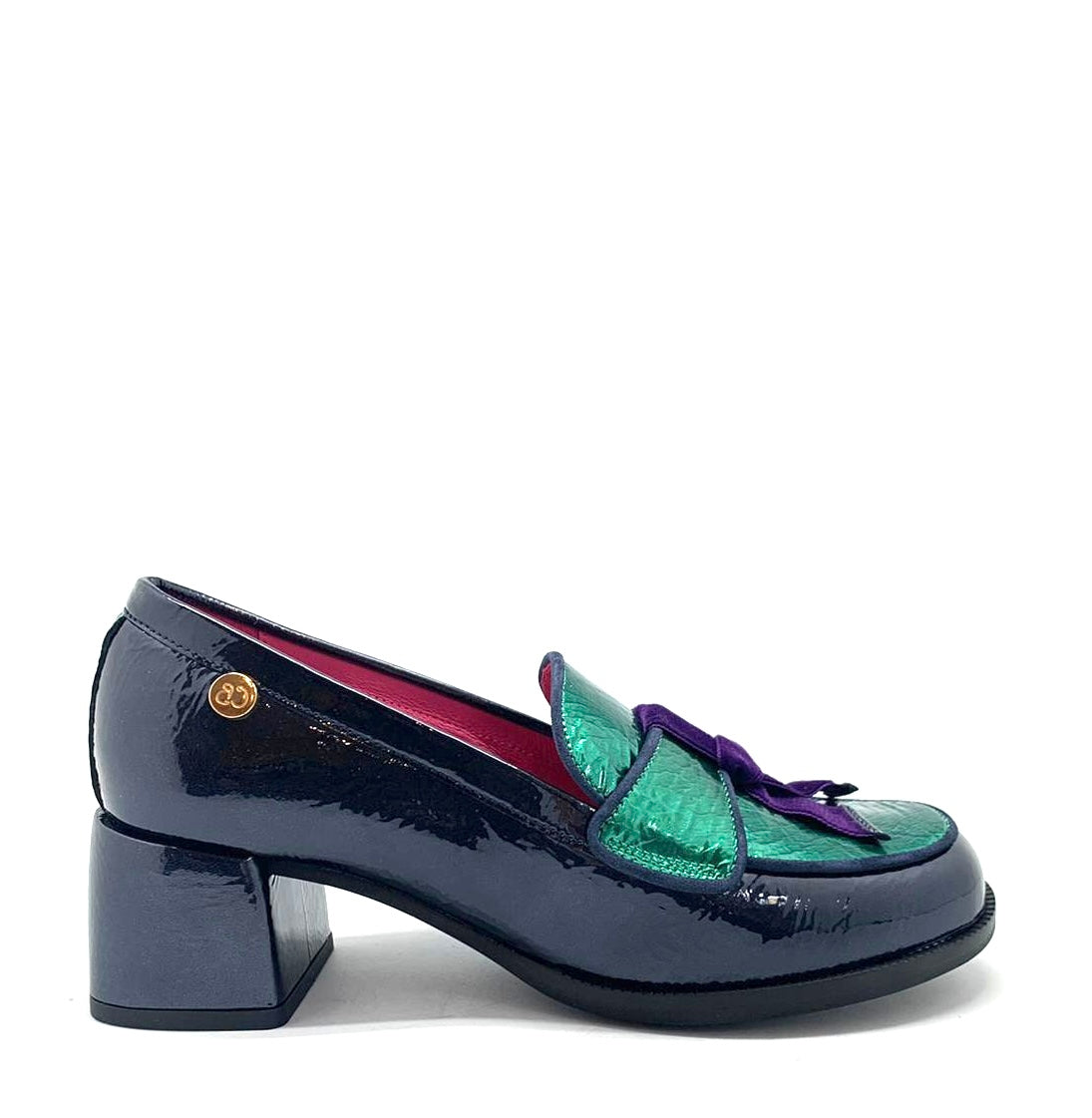 Bespoke footwear named Arc - Navy and Green Loafer