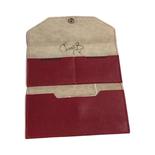 Folio- leopard-red cowhide with red button wallet - Chanii B