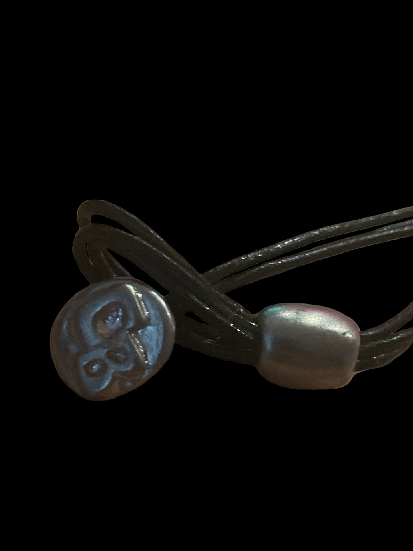 3 hearts- leather and metal necklace