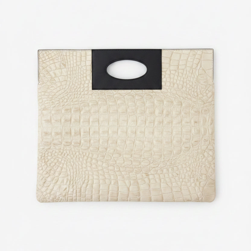 Vitt-Vin-MS Leather – Natural Croc Print Bag by Milla Skedeback