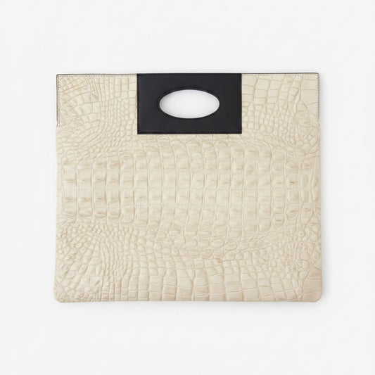 Vitt-Vin-MS Leather – Natural Croc Print Bag by Milla Skedeback
