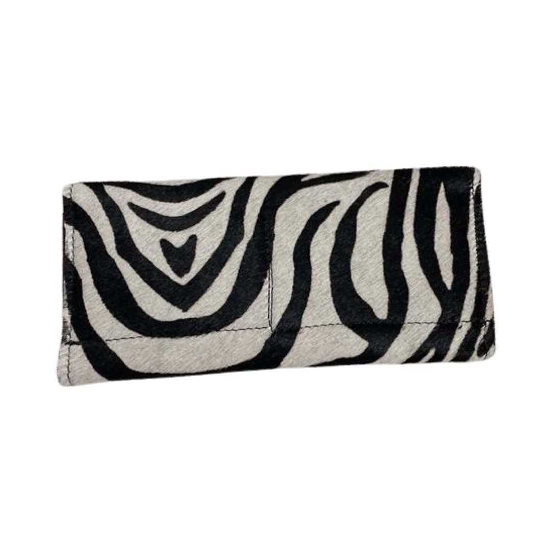 Folio- zebra cowhide with red button wallet