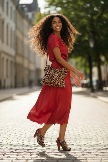Coco-Leopard/Red heel sandal