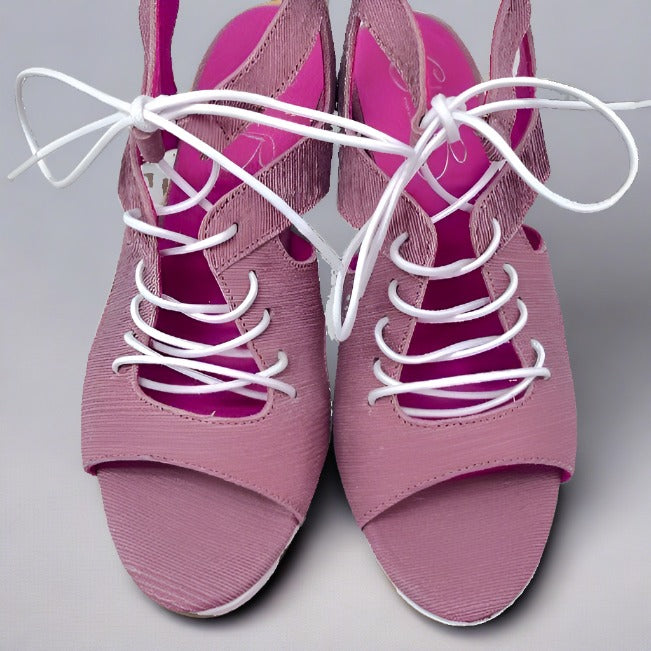 Sissors wedge sandal dusty pink lazer wedge sandal