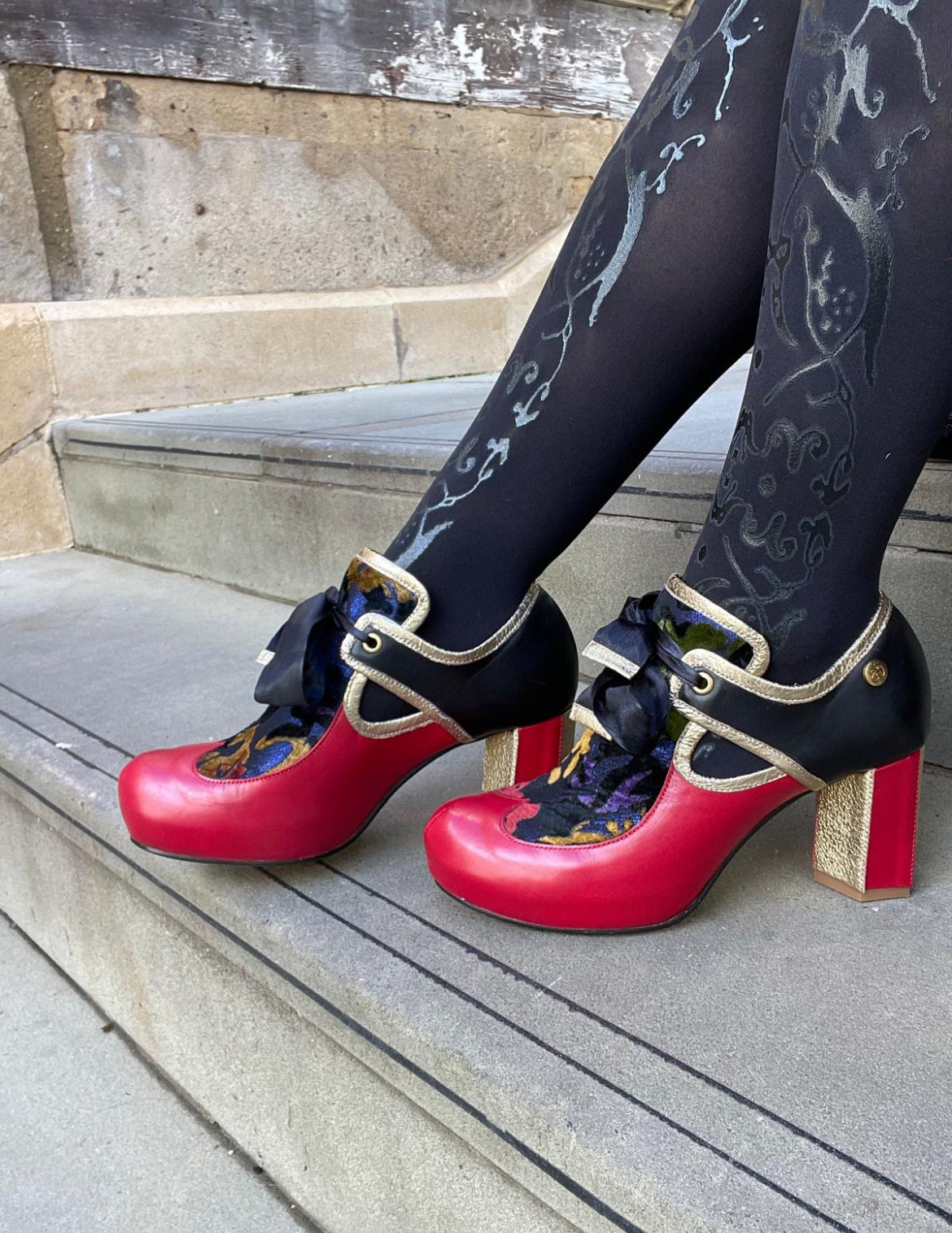 Diana - Red block heel shoe