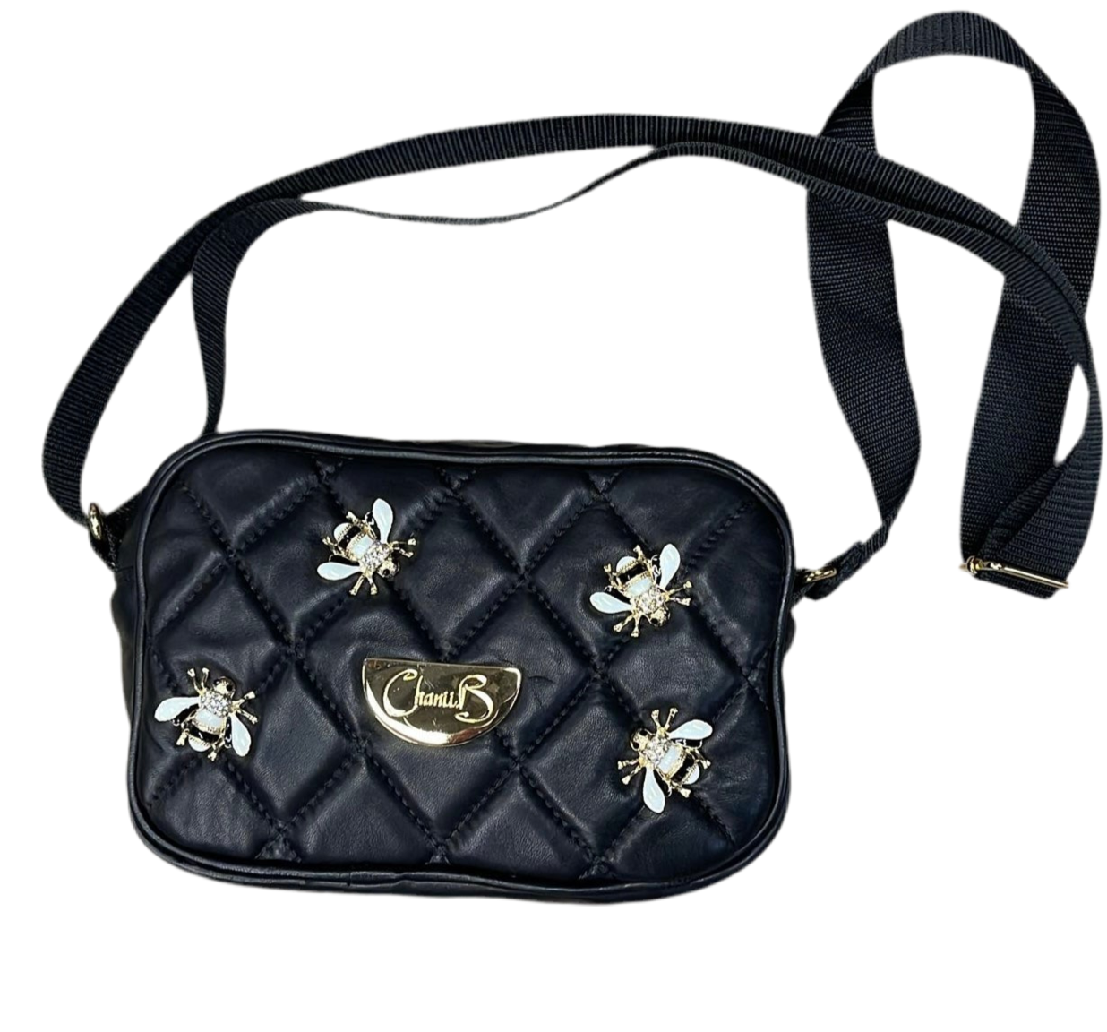 Tres Chic- black bees mini handbag - Chanii B