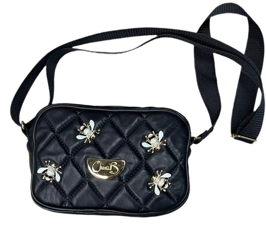 Tres Chic- black bees mini handbag - Chanii B