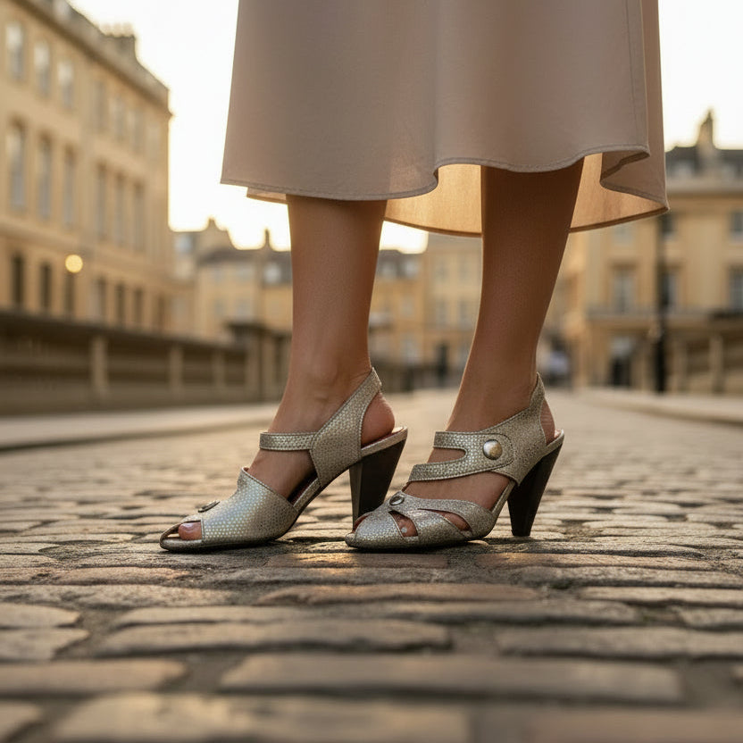 Chardonnay - Gold Print open toe shoe- LAST PAIR 40