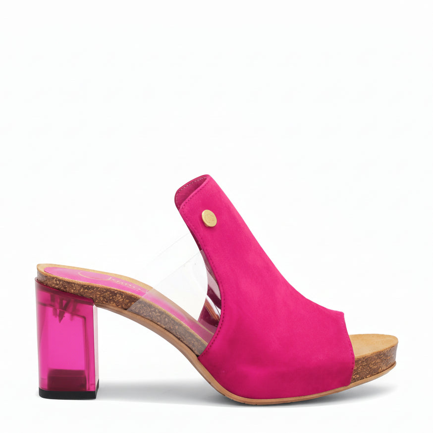 Cannes-Fuchsia suede slip on slide-Pre order