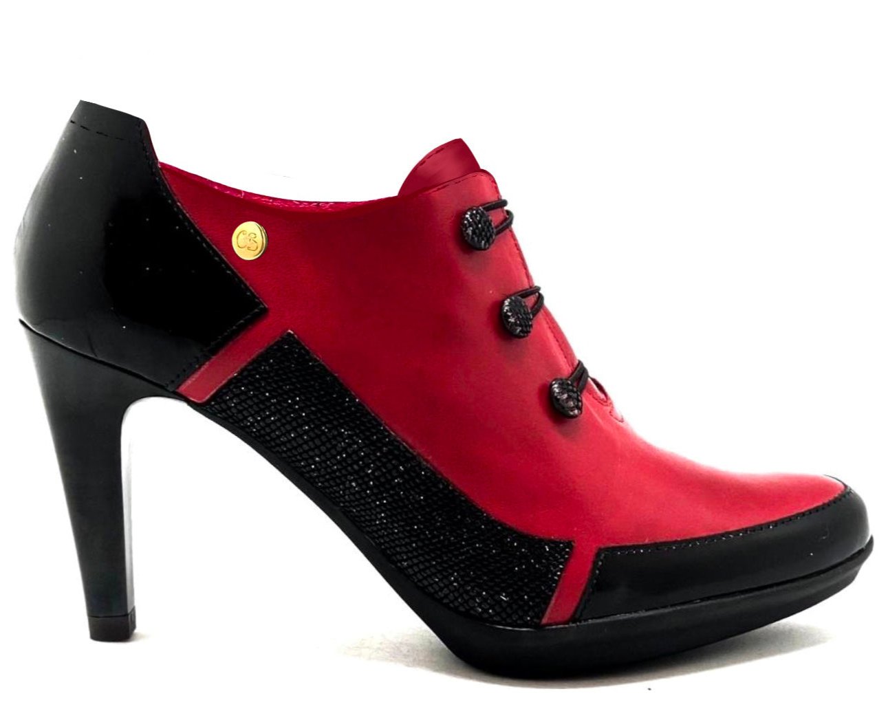 Dijon-Red and black shoe boot