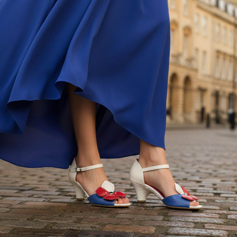 Fleur- Blue red and white