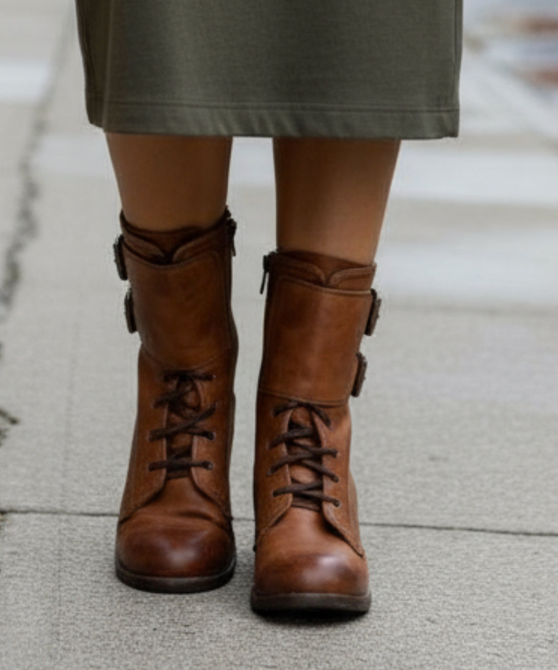 Bon Amie -Lace up ankle boot- Tan