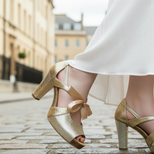 Martini- gold cork heel shoe - Chanii B