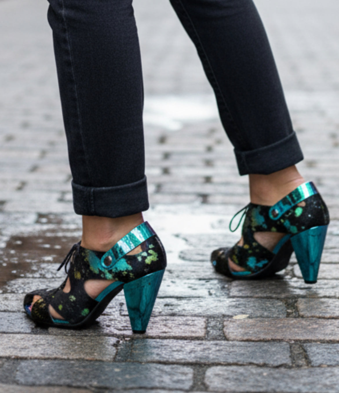 Coco - Black Rainbow Unicorn heel shoe