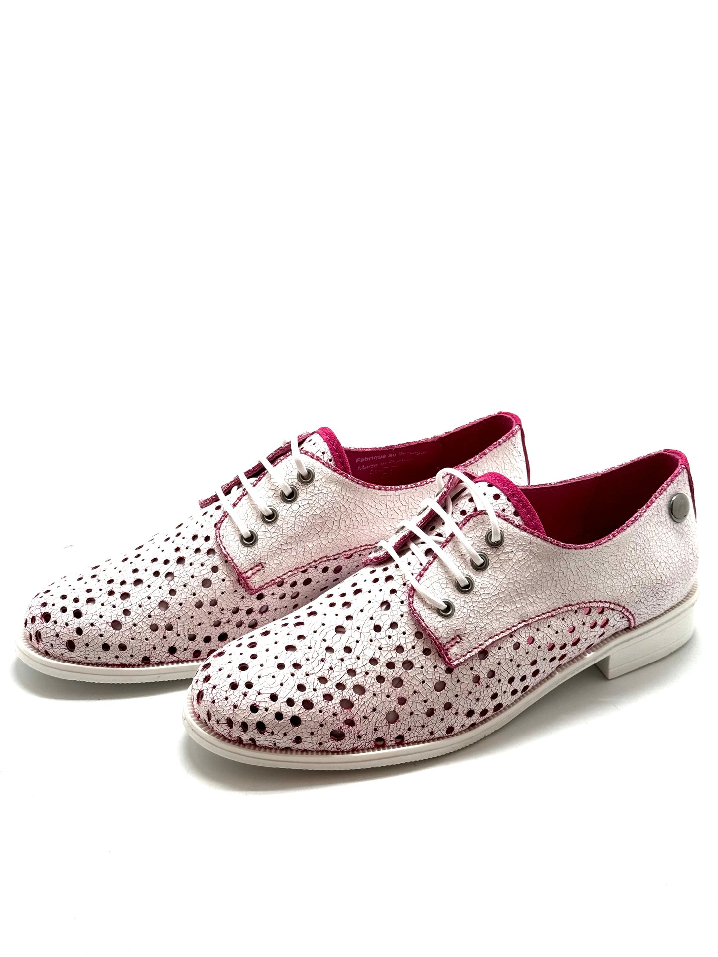 Cordon - White pink crack lace up shoe