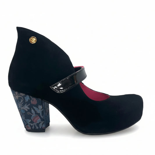 Stylo - Black Suede with print heel