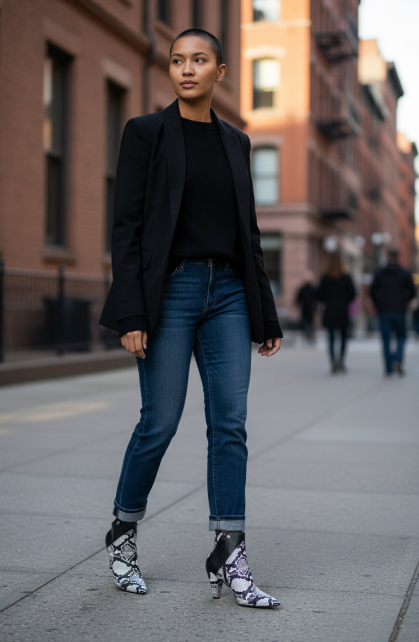 Spa- White snake ankle boots