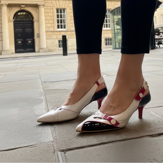 Slice - White kitten heel shoe