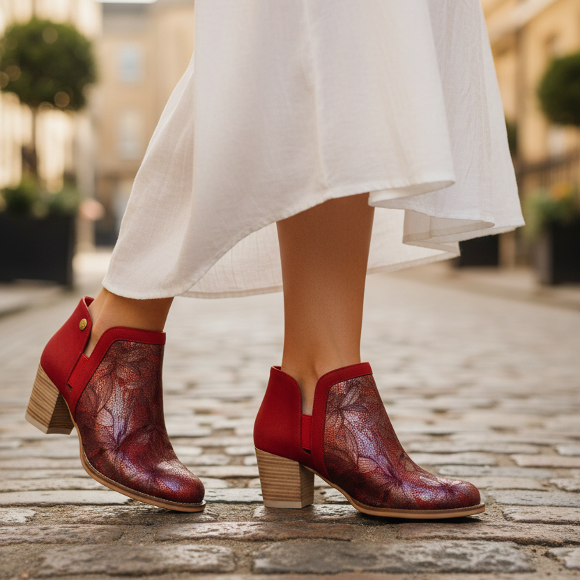 Plume -Red ankle boot