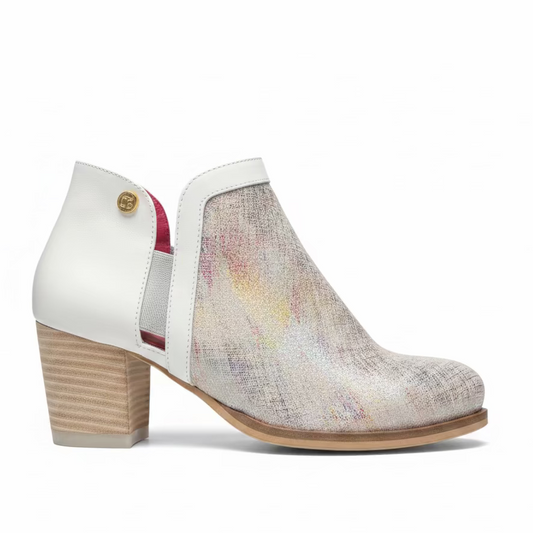 Plume -White iridescent ankle boot