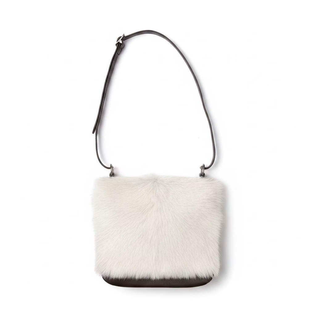 Vinette-MS leather-White cowhide olive messenger bag