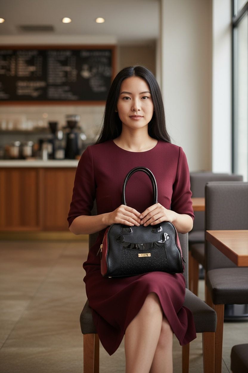 Happy - Black-wine small handbag - Chanii B