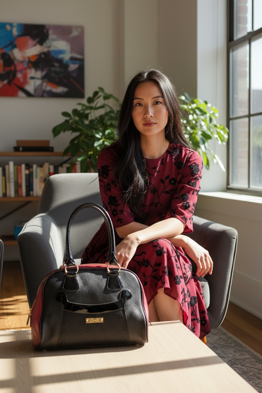 Happy - Black-wine small handbag - Chanii B