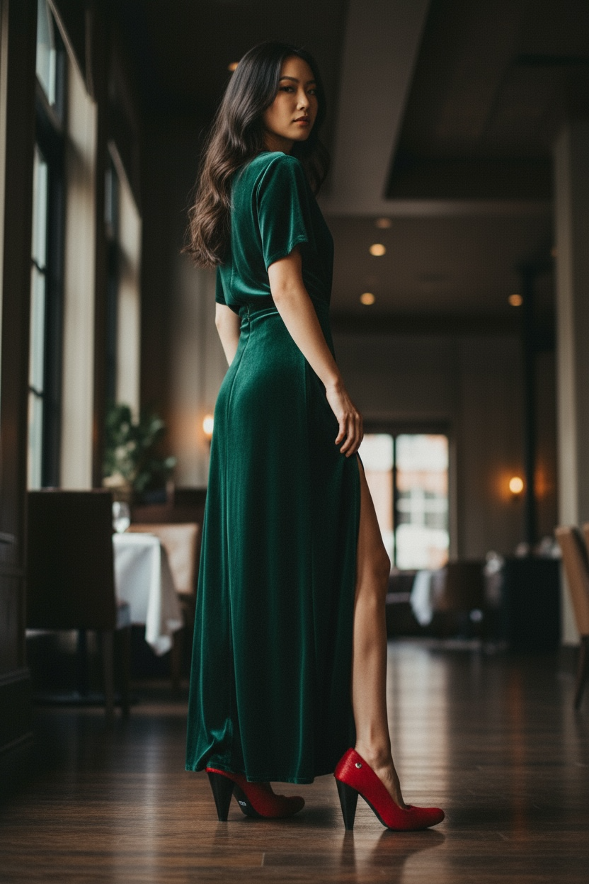 Tierra - Red cow hide heel shoe - Chanii B