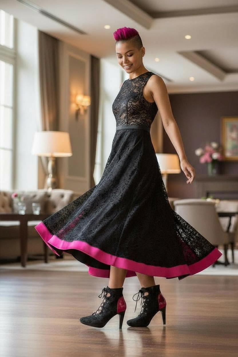 St Martins - Black/Fuchsia high heel shoe - Chanii B