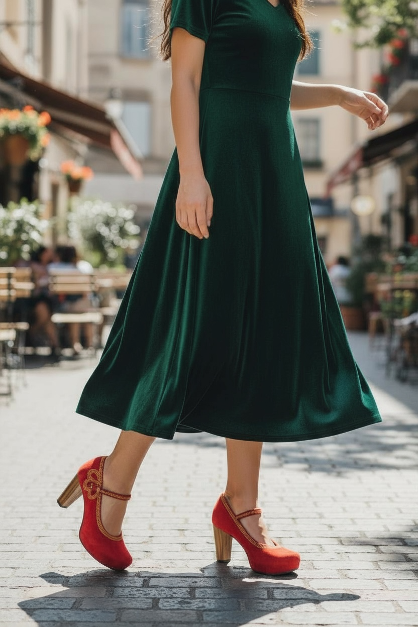 Cognac - Red Suede bar shoe - Chanii B