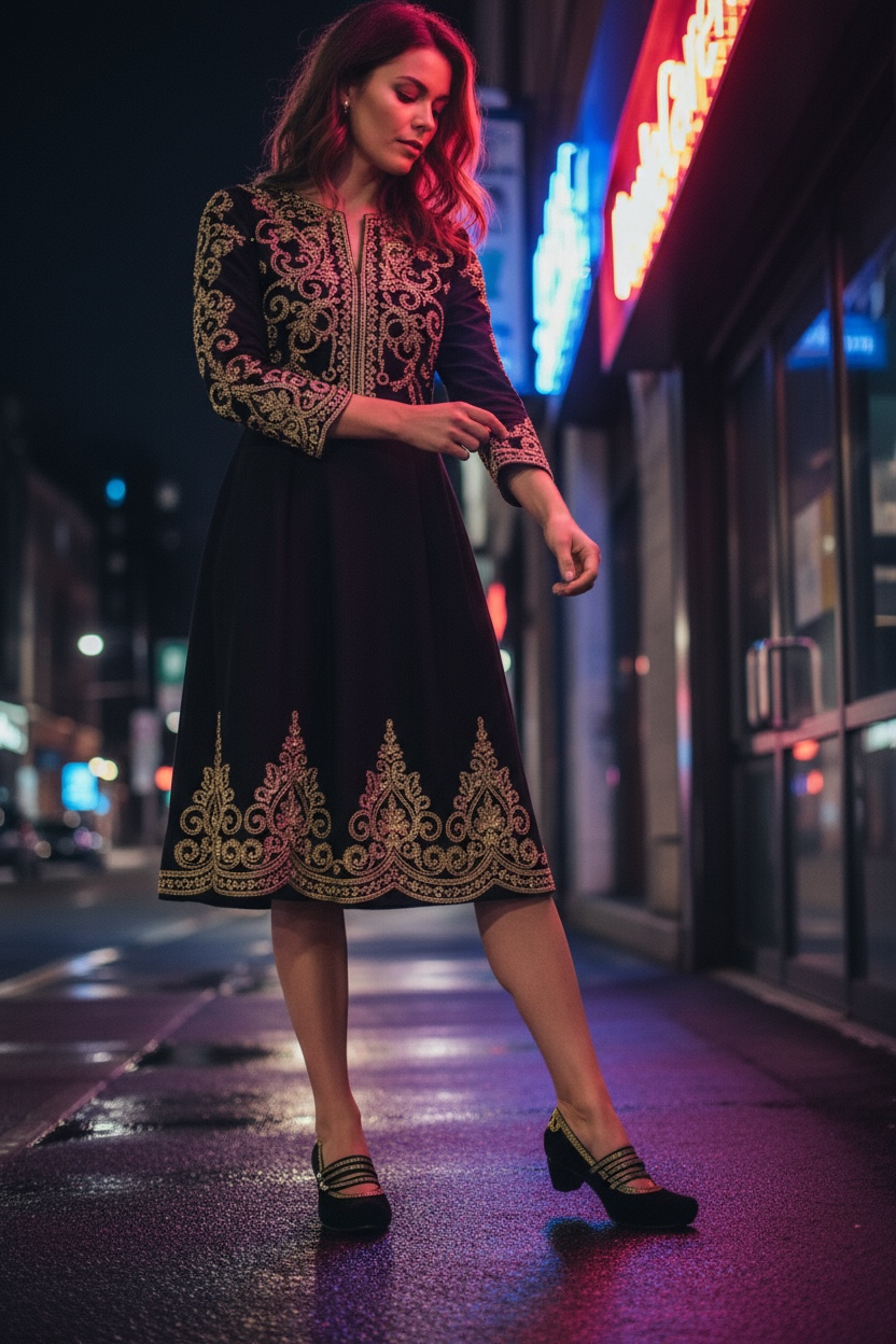 Lichido - Black/Gold strap shoe - Chanii B