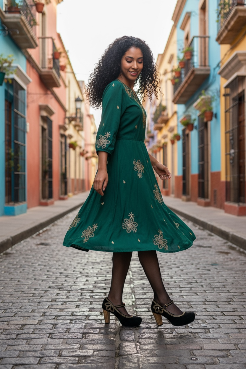 Cognac - Black/Gold strap heel - Chanii B